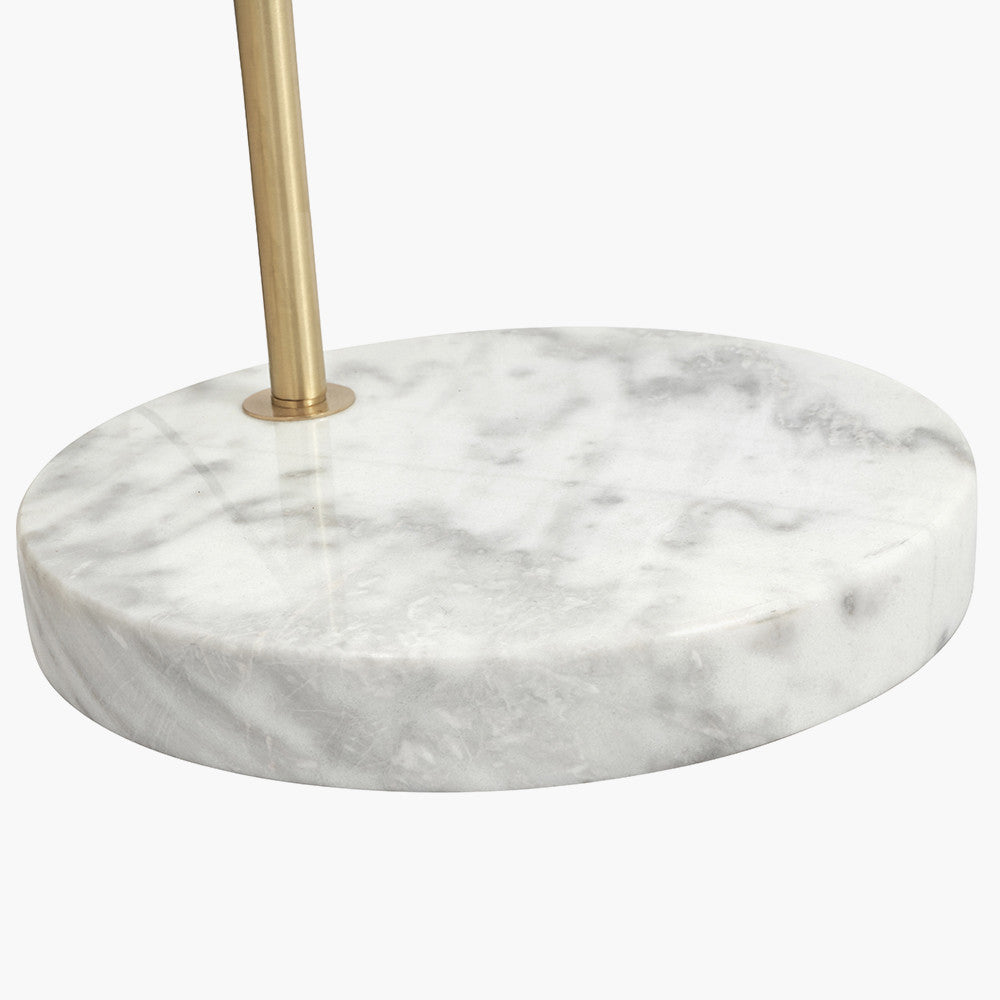Feliciani Brushed Brass Metal & White Marble Floor Lamp